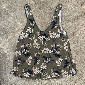 American Eagle Outfitters Floral Tank Top - Olive and Cream